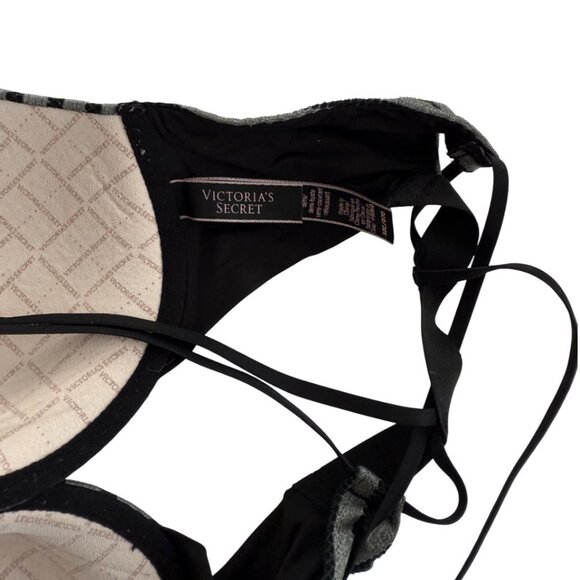Victoria's Secret black and grey striped cross back bra size 32C - Picture 6 of 7
